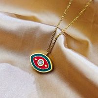 Cartoon Style Devil's Eye Titanium Steel Enamel Inlay Artificial Diamond Pendant Necklace sku image 12