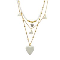 304 Stainless Steel Artificial Crystal Gold Plated Elegant French Style Layered Enamel Plating Heart Shape Three Layer Necklace main image 2