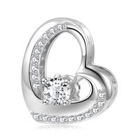Elegant Basic Heart Shape Sterling Silver Inlay Zircon Jewelry Accessories sku image 1