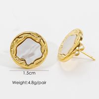 1 Pair IG Style Simple Style Geometric Plating Inlay Stainless Steel Artificial Pearls Zircon 14K Gold Plated Ear Studs sku image 2