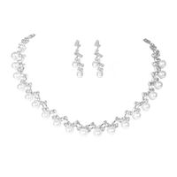 Sweet Solid Color Silver Plated Rhinestones Alloy Wholesale Earrings Necklace main image 2