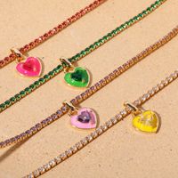 Wholesale Casual Simple Style Heart Shape Copper Plating Inlay Zircon Pendant Necklace main image 1