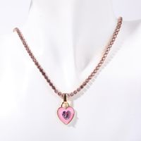 Wholesale Casual Simple Style Heart Shape Copper Plating Inlay Zircon Pendant Necklace sku image 2