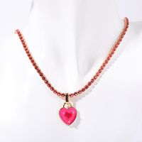 Wholesale Casual Simple Style Heart Shape Copper Plating Inlay Zircon Pendant Necklace sku image 3