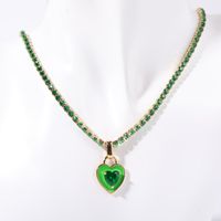 Wholesale Casual Simple Style Heart Shape Copper Plating Inlay Zircon Pendant Necklace sku image 1