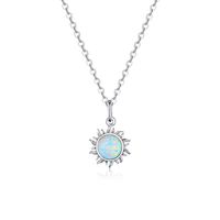 Casual Sun Moon Sterling Silver White Gold Plated Turquoise Zircon Necklace In Bulk sku image 2