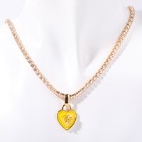 Wholesale Casual Simple Style Heart Shape Copper Plating Inlay Zircon Pendant Necklace sku image 4