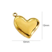 1 Piece 304 Stainless Steel Zircon 14K Gold Plated Heart Shape Shell sku image 9