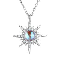 Casual Sun Moon Sterling Silver White Gold Plated Turquoise Zircon Necklace In Bulk sku image 1