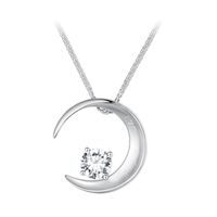 Casual Sun Moon Sterling Silver White Gold Plated Turquoise Zircon Necklace In Bulk sku image 3