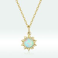 Casual Sun Moon Sterling Silver White Gold Plated Turquoise Zircon Necklace In Bulk main image 2