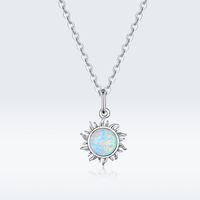 Casual Sun Moon Sterling Silver White Gold Plated Turquoise Zircon Necklace In Bulk main image 7