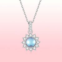 Casual Sun Moon Sterling Silver White Gold Plated Turquoise Zircon Necklace In Bulk main image 5