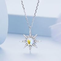 Casual Sun Moon Sterling Silver White Gold Plated Turquoise Zircon Necklace In Bulk main image 4