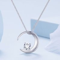 Casual Sun Moon Sterling Silver White Gold Plated Turquoise Zircon Necklace In Bulk main image 3