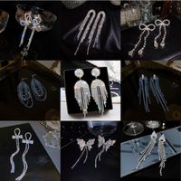 Wholesale Jewelry Simple Style Solid Color Alloy Rhinestones Inlay Drop Earrings main image 1