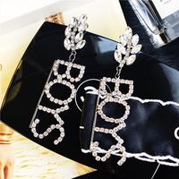 Wholesale Jewelry Simple Style Solid Color Alloy Rhinestones Inlay Drop Earrings sku image 27