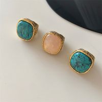 Retro Square Copper Plating Inlay Artificial Crystal Rings main image 2