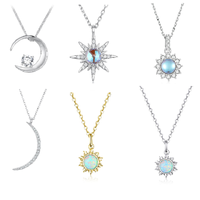 Casual Sun Moon Sterling Silver White Gold Plated Turquoise Zircon Necklace In Bulk main image 1