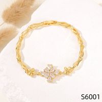 Simple Style Flower Copper Inlay Zircon Bracelets sku image 1