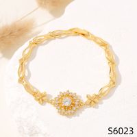 Simple Style Flower Copper Inlay Zircon Bracelets sku image 23