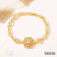 Simple Style Flower Copper Inlay Zircon Bracelets sku image 36