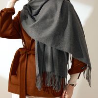 Femmes Style Simple Couleur Unie Imitation Cachemire Foulard main image 4