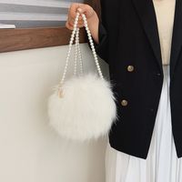 Women's Small Autumn&winter Plush Solid Color Basic Round Zipper Shoulder Bag Circle Bag main image 5