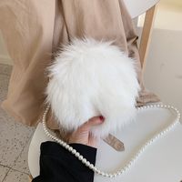 Women's Small Autumn&winter Plush Solid Color Basic Round Zipper Shoulder Bag Circle Bag sku image 1