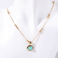 Natural Stone Copper Casual Simple Style Plating Inlay Oval Artificial Gemstones Pendant Necklace main image 6