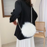 Women's Small Autumn&winter Plush Solid Color Basic Round Zipper Shoulder Bag Circle Bag main image 2