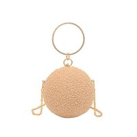 Women's Small All Seasons Wool Lamb Solid Color Vintage Style Round Lock Clasp Circle Bag Evening Bag sku image 2
