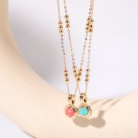 Natural Stone Copper Casual Simple Style Plating Inlay Oval Artificial Gemstones Pendant Necklace main image 3