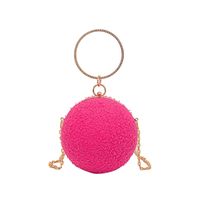 Women's Small All Seasons Wool Lamb Solid Color Vintage Style Round Lock Clasp Circle Bag Evening Bag sku image 3