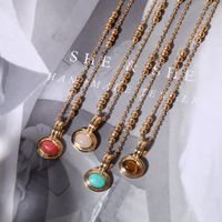 Natural Stone Copper Casual Simple Style Plating Inlay Oval Artificial Gemstones Pendant Necklace main image 9