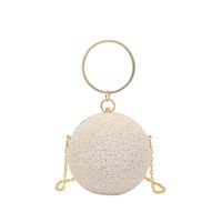 Women's Small All Seasons Wool Lamb Solid Color Vintage Style Round Lock Clasp Circle Bag Evening Bag sku image 4