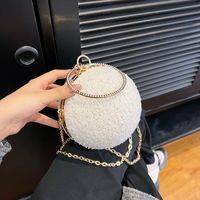 Women's Small All Seasons Wool Lamb Solid Color Vintage Style Round Lock Clasp Circle Bag Evening Bag main image 1