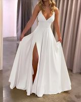 Women's Swing Dress Sexy V Neck Slit Sleeveless Solid Color Maxi Long Dress Banquet Party main image 3