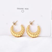 1 Pair Ig Style Classic Style C Shape Stainless Steel 14k Gold Plated Ear Studs sku image 1