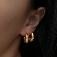 1 Pair Ig Style Classic Style C Shape Stainless Steel 14k Gold Plated Ear Studs main image 1