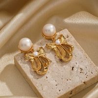 1 Pair Ig Style Rose Plating Metal Inlay Copper Freshwater Pearl 18k Gold Plated Drop Earrings main image 2