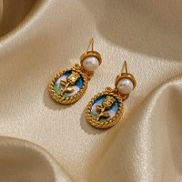 1 Pair Ig Style Rose Plating Metal Inlay Copper Freshwater Pearl 18k Gold Plated Drop Earrings main image 3