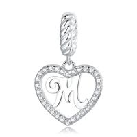 Casual Letter Heart Shape Sterling Silver White Gold Plated Zircon Pendant Necklace In Bulk sku image 2