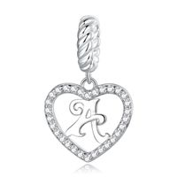 Casual Letter Heart Shape Sterling Silver White Gold Plated Zircon Pendant Necklace In Bulk sku image 1