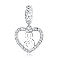 Casual Letter Heart Shape Sterling Silver White Gold Plated Zircon Pendant Necklace In Bulk sku image 3