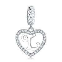 Casual Letter Heart Shape Sterling Silver White Gold Plated Zircon Pendant Necklace In Bulk sku image 6