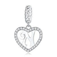Casual Letter Heart Shape Sterling Silver White Gold Plated Zircon Pendant Necklace In Bulk sku image 7
