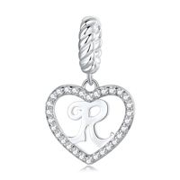Casual Letter Heart Shape Sterling Silver White Gold Plated Zircon Pendant Necklace In Bulk sku image 4