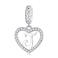 Casual Letter Heart Shape Sterling Silver White Gold Plated Zircon Pendant Necklace In Bulk sku image 5