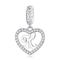 Casual Letter Heart Shape Sterling Silver White Gold Plated Zircon Pendant Necklace In Bulk sku image 8